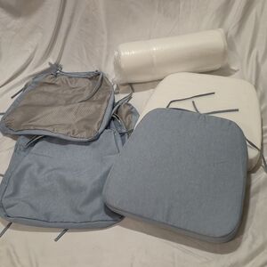 NEW 6 Light Blue Dining/Kitchen Seat Cover Cushions Waterproof Non Slip Backing